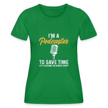 Podcaster Podcast - Women's Functional T-Shirt - kelly green - Front - AI Model Female 172 dark (172cm)
