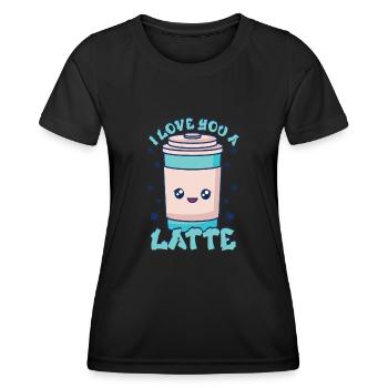Ich liebe dich Eine Latte Pärchen Romanze - Frauen Funktions-T-Shirt - Schwarz - Vorne - AI Model Female 172 light (172cm)