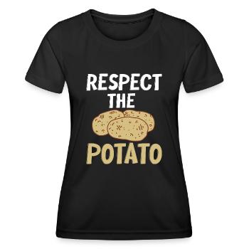 Funny Root Vegetable Potato Pun - Women's Functional T-Shirt - black - Front - AI Model Female 172 light (172cm)