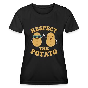 Funny Root Vegetable Potato Pun - Women's Functional T-Shirt - black - Front - AI Model Female 172 light (172cm)