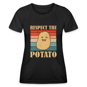 Funny Root Vegetable Potato Pun - Women's Functional T-Shirt - black - Front - AI Model Female 172 light (172cm)
