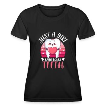 Zahn Zähne Zahnarzt Zahnmedizinische Angestellte - Frauen Funktions-T-Shirt - Schwarz - Vorne - AI Model Female 172 light (172cm)