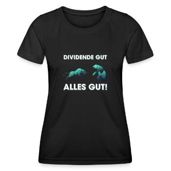 Dividende Gut Alles Gut - Frauen Funktions-T-Shirt - Schwarz - Vorne - AI Model Female 172 light (172cm)