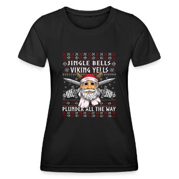 Jingle Bells Wikinger Schreie Walhalla Wikinger Nordisch - Frauen Funktions-T-Shirt - Schwarz - Vorne - AI Model Female 172 light (172cm)