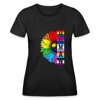 Human Sunflower Rainbow LGBT Flag Proud Gay Pride - Women's Functional T-Shirt - black - Front - AI Model Female 172 light (172cm)