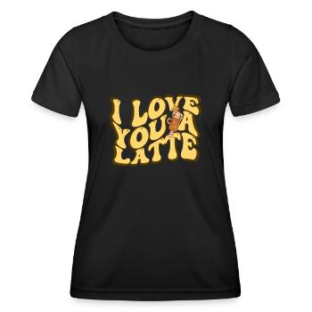 Ich liebe dich Eine Latte Pärchen Romanze - Frauen Funktions-T-Shirt - Schwarz - Vorne - AI Model Female 172 light (172cm)