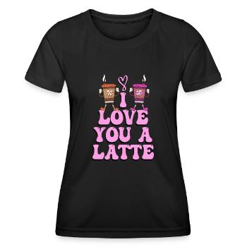 Ich liebe dich Eine Latte Pärchen Romanze - Frauen Funktions-T-Shirt - Schwarz - Vorne - AI Model Female 172 light (172cm)