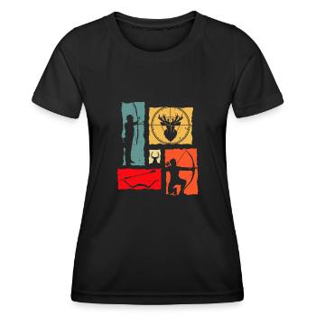 Archer Retro Archery - Frauen Funktions-T-Shirt - Schwarz - Vorne - AI Model Female 172 light (172cm)