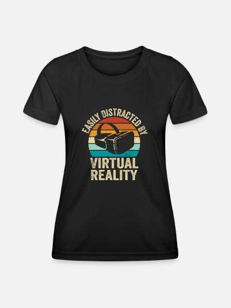 Virtual Reality VR Geschenk - Frauen Funktions-T-Shirt - Schwarz