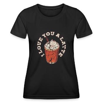 Ich liebe dich Eine Latte Pärchen Romanze - Frauen Funktions-T-Shirt - Schwarz - Vorne - AI Model Female 172 light (172cm)