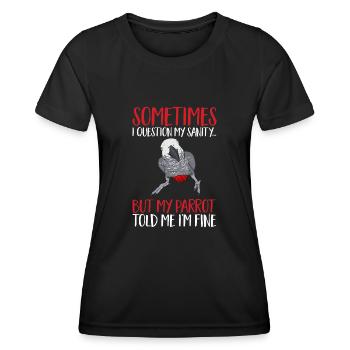 Graupapagei African Grey Parrot Papagei - Frauen Funktions-T-Shirt - Schwarz - Vorne - AI Model Female 172 light (172cm)