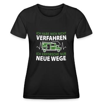 Wohnmobil Spruch Camper Camping Verfahren lustig - Frauen Funktions-T-Shirt - Schwarz - Vorne - AI Model Female 172 light (172cm)