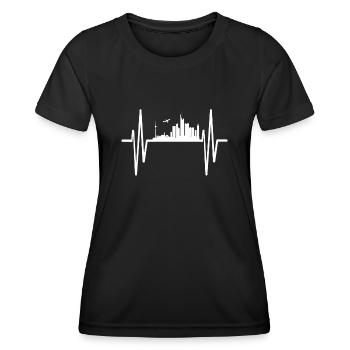 Herzschlag Frankfurt EKG Herzlinie Skyline - Frauen Funktions-T-Shirt - Schwarz - Vorne - AI Model Female 172 light (172cm)