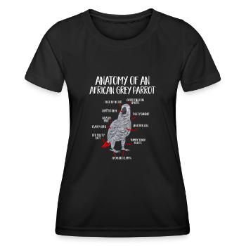 Graupapagei African Grey Parrot Papagei - Frauen Funktions-T-Shirt - Schwarz - Vorne - AI Model Female 172 light (172cm)