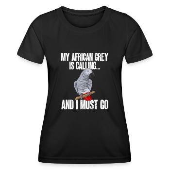 Graupapagei African Grey Parrot Papagei - Frauen Funktions-T-Shirt - Schwarz - Vorne - AI Model Female 172 light (172cm)