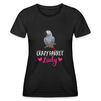 Graupapagei African Grey Parrot Papagei - Frauen Funktions-T-Shirt - Schwarz - Vorne - AI Model Female 172 light (172cm)