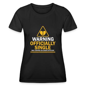 Avertissement officiellement célibataire attitude avide - T-shirt sport Femme - noir - Devant - AI Model Female 172 light (172cm)