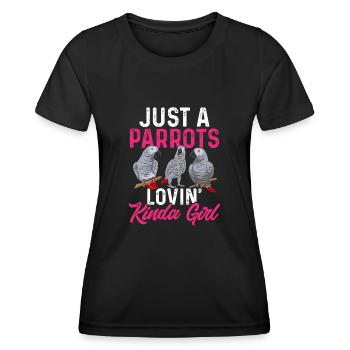 Graupapagei African Grey Parrot Papagei - Frauen Funktions-T-Shirt - Schwarz - Vorne - AI Model Female 172 light (172cm)