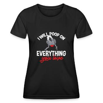 Graupapagei African Grey Parrot Papagei - Frauen Funktions-T-Shirt - Schwarz - Vorne - AI Model Female 172 light (172cm)