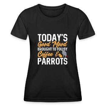 Graupapagei African Grey Parrot Papagei - Frauen Funktions-T-Shirt - Schwarz - Vorne - AI Model Female 172 light (172cm)
