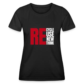 Recycle Réutiliser Renew Rethink Wind Turbine - Wind - T-shirt sport Femme - noir - Devant - AI Model Female 172 light (172cm)