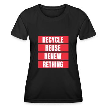 Recycle Réutiliser Renew Rethink Wind Turbine - Wind - T-shirt sport Femme - noir - Devant - AI Model Female 172 light (172cm)