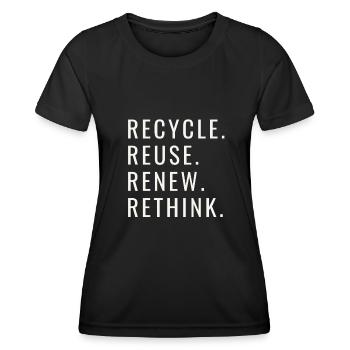 Recycle Réutiliser Renew Rethink Wind Turbine - Wind - T-shirt sport Femme - noir - Devant - AI Model Female 172 light (172cm)