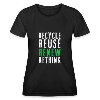 Recycle Réutiliser Renew Rethink Wind Turbine - Wind - T-shirt sport Femme - noir - Devant - AI Model Female 172 light (172cm)