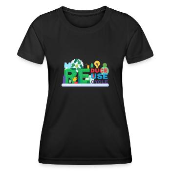 Recycle Réutiliser Renew Rethink Wind Turbine - Wind - T-shirt sport Femme - noir - Devant - AI Model Female 172 light (172cm)