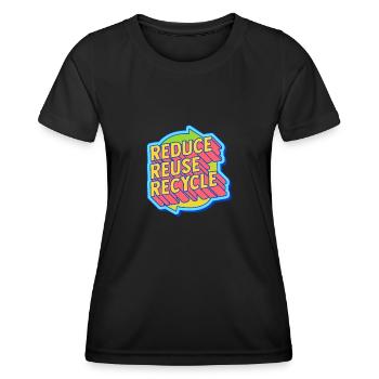 Recycle Réutiliser Renew Rethink Wind Turbine - Wind - T-shirt sport Femme - noir - Devant - AI Model Female 172 light (172cm)