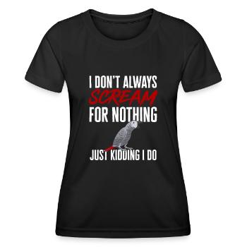 Graupapagei African Grey Parrot Papagei - Frauen Funktions-T-Shirt - Schwarz - Vorne - AI Model Female 172 light (172cm)