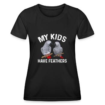Graupapagei African Grey Parrot Papagei - Frauen Funktions-T-Shirt - Schwarz - Vorne - AI Model Female 172 light (172cm)