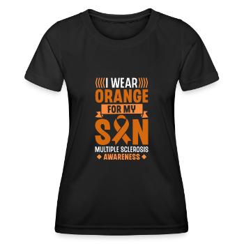 Je porte de l’orange pour les multiples de mon fils - T-shirt sport Femme - noir - Devant - AI Model Female 172 light (172cm)