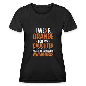 Je porte des multiples orange pour ma fille - T-shirt sport Femme - noir - Devant - AI Model Female 172 light (172cm)