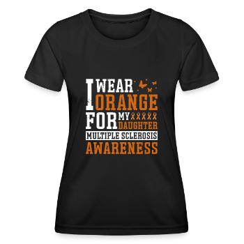 Je porte des multiples orange pour ma fille - T-shirt sport Femme - noir - Devant - AI Model Female 172 light (172cm)