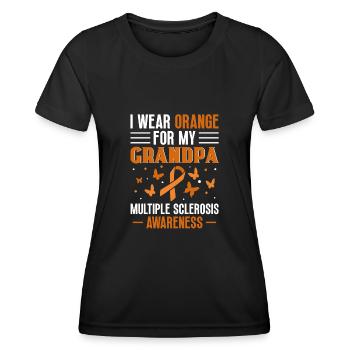 Je porte de l’orange pour mes multiples grand-père - T-shirt sport Femme - noir - Devant - AI Model Female 172 light (172cm)