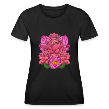 Botanist Lotus Blossoms Gardener Gift Botany - Women's Functional T-Shirt - black - Front - AI Model Female 172 light (172cm)