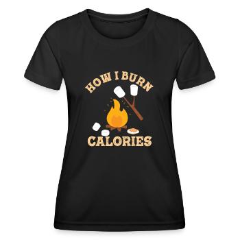 Marshmallow s’mores camping fitness gym workout - T-shirt sport Femme - noir - Devant - AI Model Female 172 light (172cm)