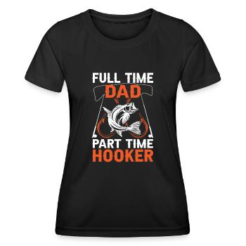 Papa Angeln Kleidung Vatertagsgeschenk - Frauen Funktions-T-Shirt - Schwarz - Vorne - AI Model Female 172 light (172cm)