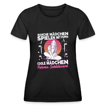 Skateboard Mädchen Skaterin Coole Mädels skaten - Frauen Funktions-T-Shirt - Schwarz - Vorne - AI Model Female 172 light (172cm)