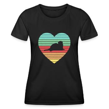 Weasel Cute Retro Ferret Fan Vintage Heart - Frauen Funktions-T-Shirt - Schwarz - Vorne - AI Model Female 172 light (172cm)