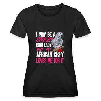 Graupapagei Perroquet gris d’Afrique Papagei - T-shirt sport Femme - noir - Devant - AI Model Female 172 light (172cm)