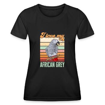 Graupapagei African Grey Parrot Papagei - Frauen Funktions-T-Shirt - Schwarz - Vorne - AI Model Female 172 light (172cm)