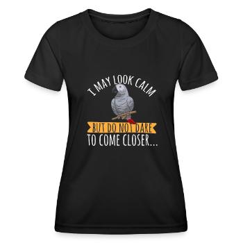 Graupapagei African Grey Parrot Papagei - Frauen Funktions-T-Shirt - Schwarz - Vorne - AI Model Female 172 light (172cm)