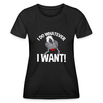 Graupapagei African Grey Parrot Papagei - Frauen Funktions-T-Shirt - Schwarz - Vorne - AI Model Female 172 light (172cm)