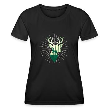 Deer Nature Forest Outdoor Hunting Hunter Antlers - Women's Functional T-Shirt - black - Front - AI Model Female 172 light (172cm)
