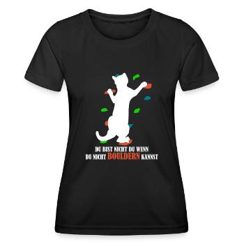 Escalade de bloc de chat - T-shirt sport Femme - noir - Devant - AI Model Female 172 light (172cm)
