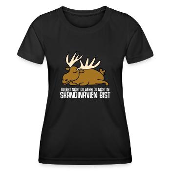 Skandinavien Elch - Frauen Funktions-T-Shirt - Schwarz - Vorne - AI Model Female 172 light (172cm)