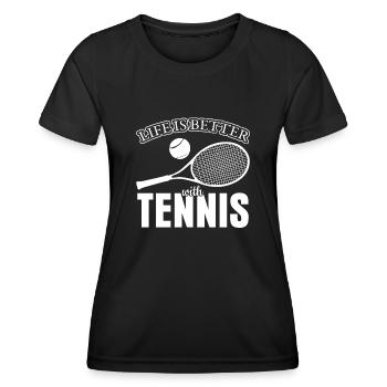 Joueur de tennis Raquette de tennis - T-shirt sport Femme - noir - Devant - AI Model Female 172 light (172cm)