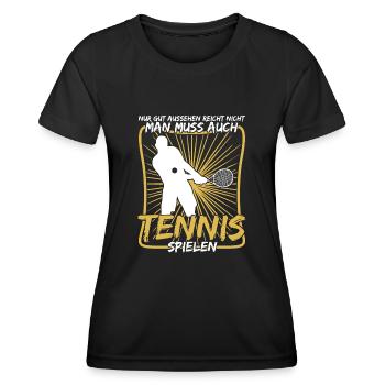 Tennis Tennisspieler Tennisspiel - Frauen Funktions-T-Shirt - Schwarz - Vorne - AI Model Female 172 light (172cm)